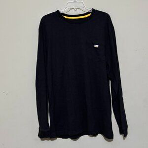 Catepillar Mens Black Long Sleeve Pocket Shirt Size XL Cotton